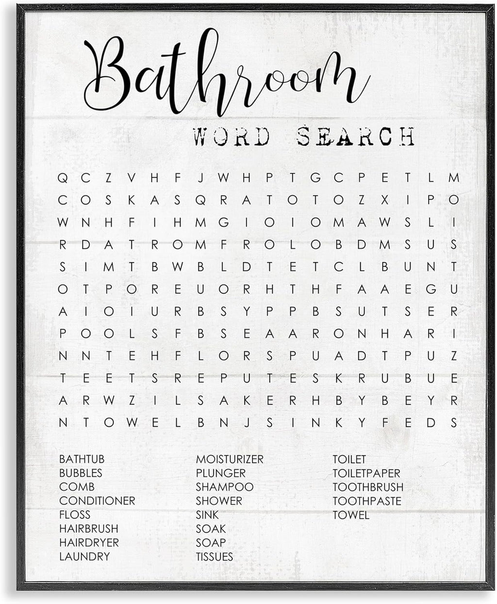 Stupell Industries Wall Art - Fun Family Bathroom Search Design by Daphne Polselli | 11 x 14, Black