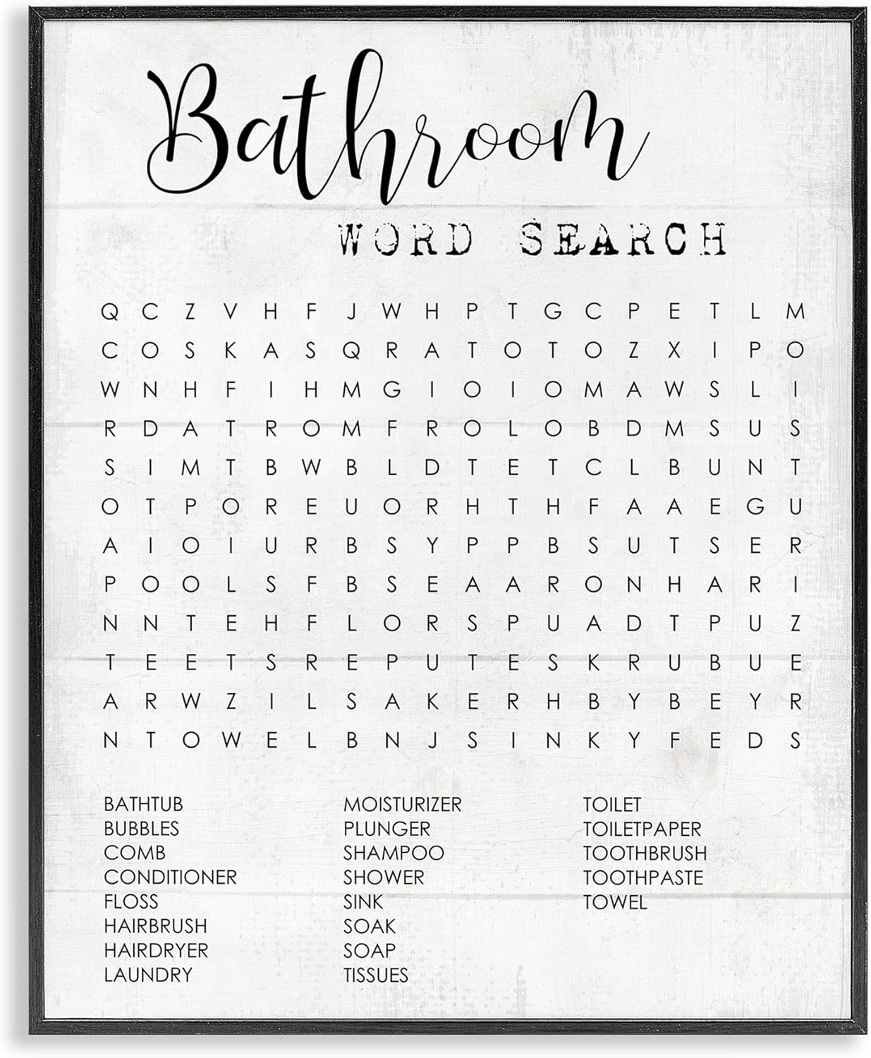 Stupell Industries Wall Art - Fun Family Bathroom Search Design by Daphne Polselli | 11 x 14, Black