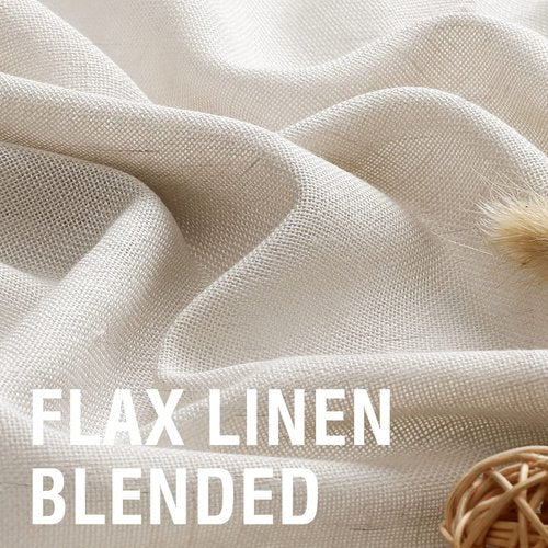 H.VERSAILTEX Natural Linen Curtains 96 inches Long for Living Room 2 Panels Back Tab Loop Pocket Textured Light Filtering Semi Sheer Rustic Farmhouse Boho Curtain for Bedroom, Heathered Natural
