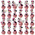 24PC Cartoon Pink mouse Party Cake Topper, Pink mouse Birthday Cake Decoration supplies