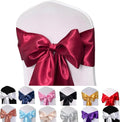 Regine Switzerland Satin Chair Sashes - 50PCS Burgundy Ribbon Ties for Wedding & Event Decor