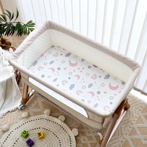 4 Pack Bedside Bassinet Sheets - 33"x20" Bassinet Sheets for Baby Delight, Angelbliss, Maxi-COSI & Most Regular Size Bedside Sleeper | Ultra Soft & Skin Friendly Bassinet Fitted Sheet for Girls