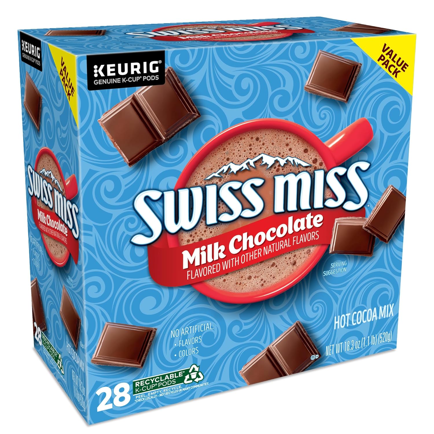 Swiss Miss Hot Cocoa K-Cup Pods - Rich Milk Chocolate Flavor | 28 Single-Serve Cups