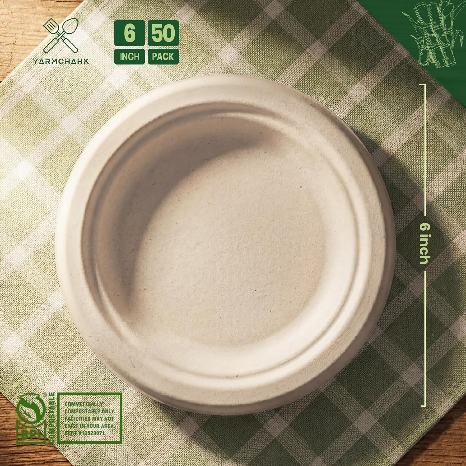 Regine Switzerland Heavy Duty Disposable Paper Plates - Soak & Cut Proof, 6 Inch, 50 Pack