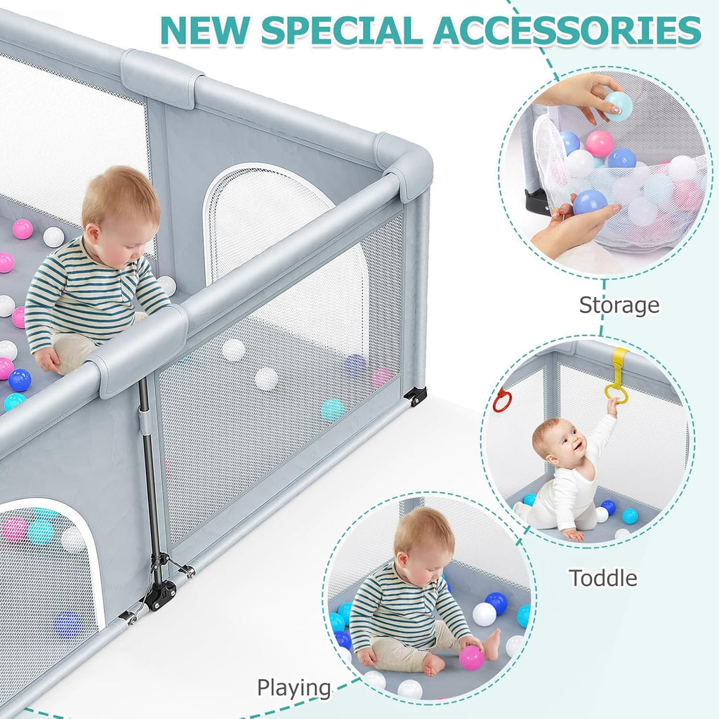 Skiennix Baby Playpen - Foldable Large Portable Safety Area for Toddlers | Indoor/Outdoor (71" × 59")