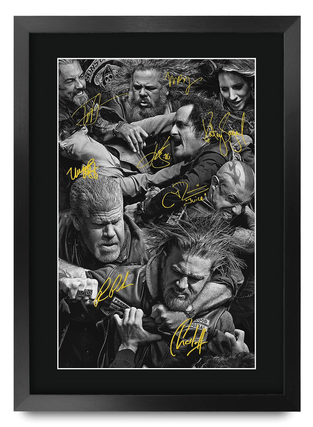 HWC Trading Sons Of Anarchy TV Series Poster The Cast Signed 16 x 12 inch Framed Gift Printed Autograph Film Print Photo Picture Display - 16" x 12" Framed
