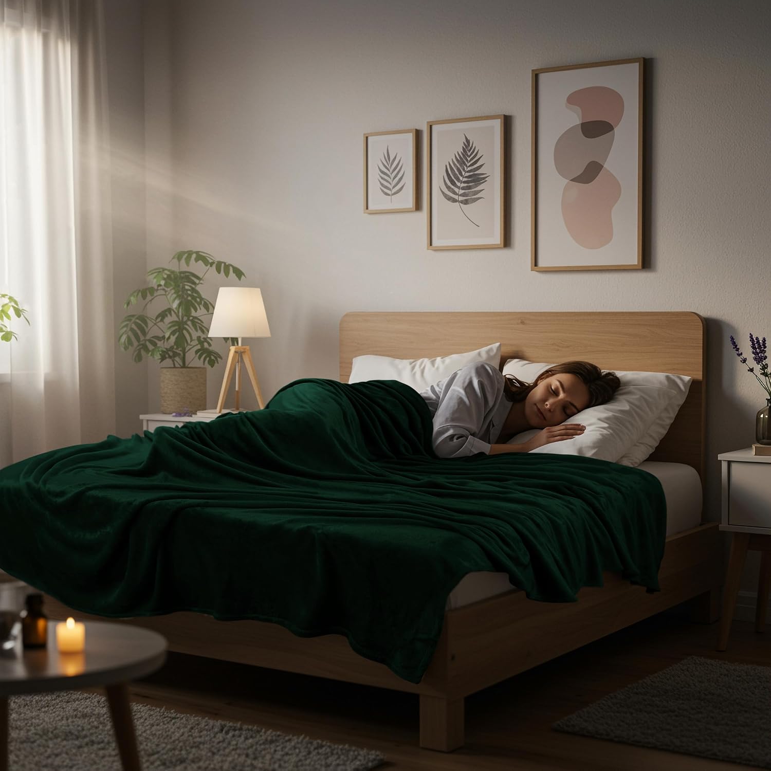 Utopia Bedding Fleece Blanket - Luxury Forest Green Microfiber | Queen Size 90x90 Inch, Soft & Anti-Static