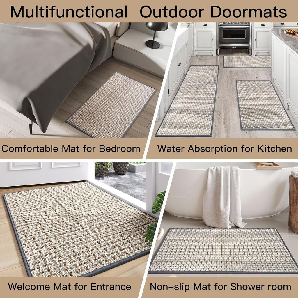 Skiennix Door Mat - Indoor Entrance Mat with Dirt Resistance & Non-Slip Rubber Backing | 17"x30", Gray