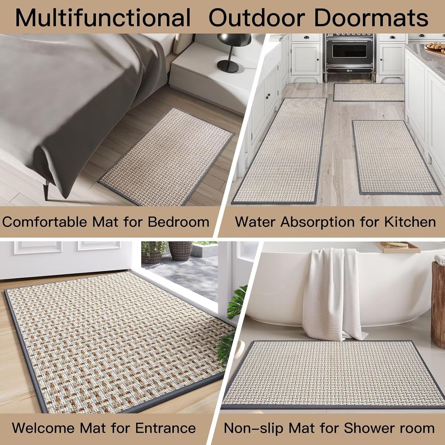 Skiennix Door Mat - Indoor Entrance Mat with Dirt Resistance & Non-Slip Rubber Backing | 17"x30", Gray
