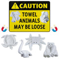 JAPBOR Cruise Door Decorations Magnetic - 5PCS Caution Towel Animals Magnet, Funny Cruise Ship Car Cabin Refrigerator Magnet Decal, Sea Ocean Magnetic Fridge Stickers for Home Kitchen Cabinet Decor