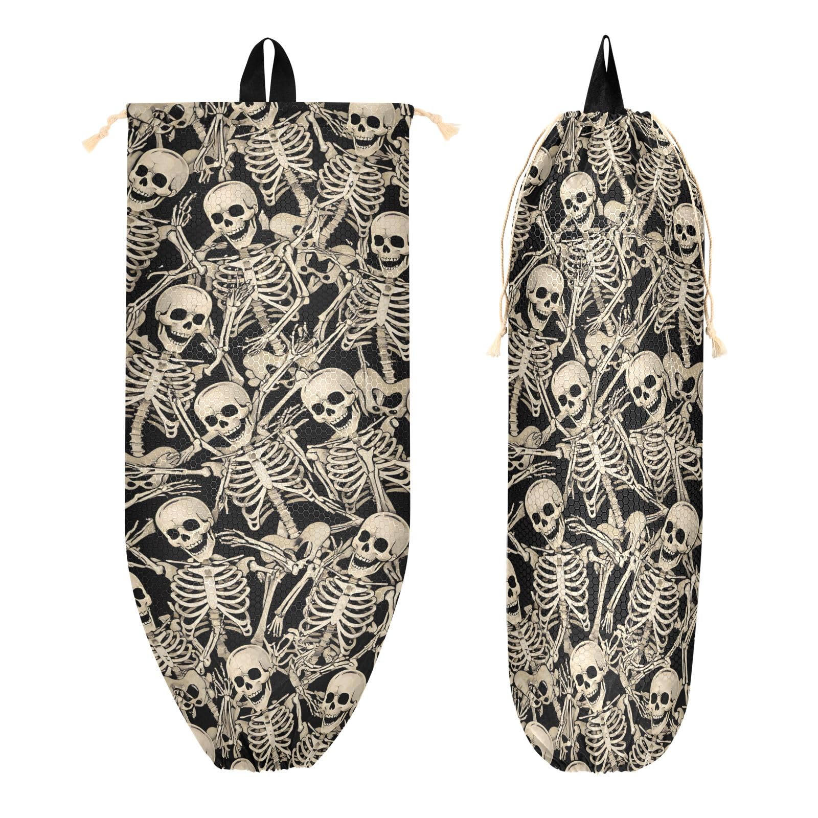ALAZA Plastic Bag Holder Grocery Bags Organizer Dispenser Storage Gothic Skull Skeleton for Kitchen Wall Mount