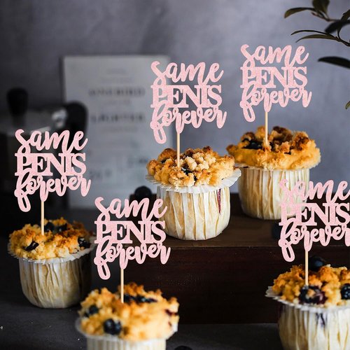 Ercadio Cupcake Toppers - 24 Pcs Pink "Same Forever" Picks for Bachelorette & Bridal Shower Celebrations