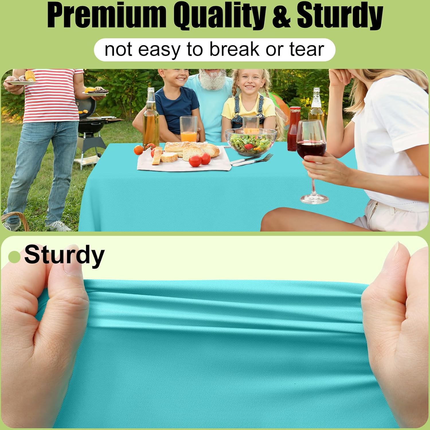 Smiry Disposable Table Cloth - Waterproof 54 x 108 Inch Rectangle Table Cover | 6 Pack, Sturdy Teal Design