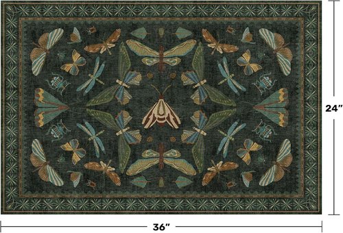 Hazo Haus Entryway Rug - Dark Green 2x3 Washable Non-Slip Throw Rug for Kitchen & Bathroom