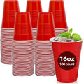 Red Plastic Cups - 16 oz Disposable Party Cups for Birthdays, Picnics & Easter | 100 Count