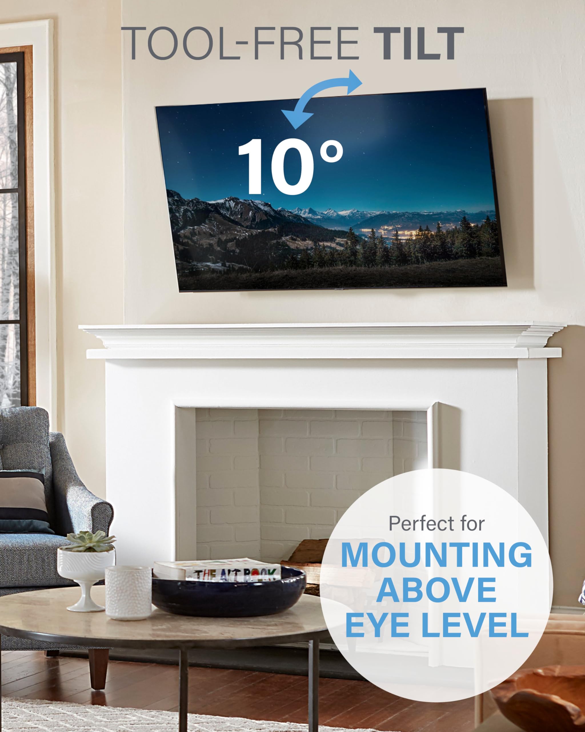 SANUS Tilting TV Mount - Universal 32 to 55 inch TV Wall Mount w/Low Profile Design - Easy DIY Install Includes Lateral Shift & All Hardware