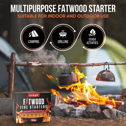 Fatwood Fire Starter Sticks 10 lb – 100% Natural, Resin-Rich Kindling for Fireplace, Wood Stove, Fire Pit & Campfire – Quick-Ignite Pine Wood Starter Logs – Clean Burn, Indoor/Outdoor – Easy Lighting