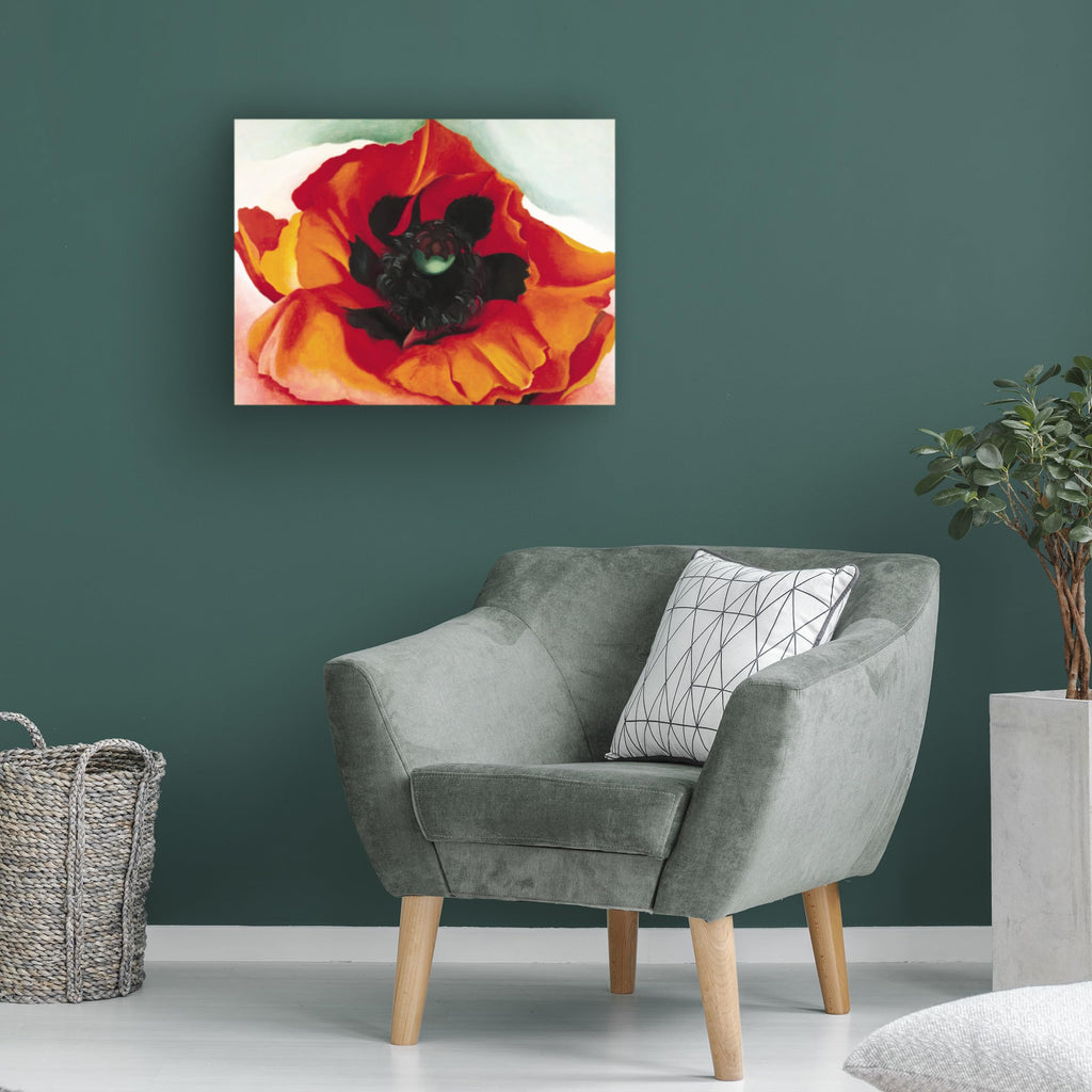 Wrapped Canvas Wall Art - Georgia O'Keefe 'Poppy' Wall Art for Living Room, Bedroom, or Office Décor - 24x32