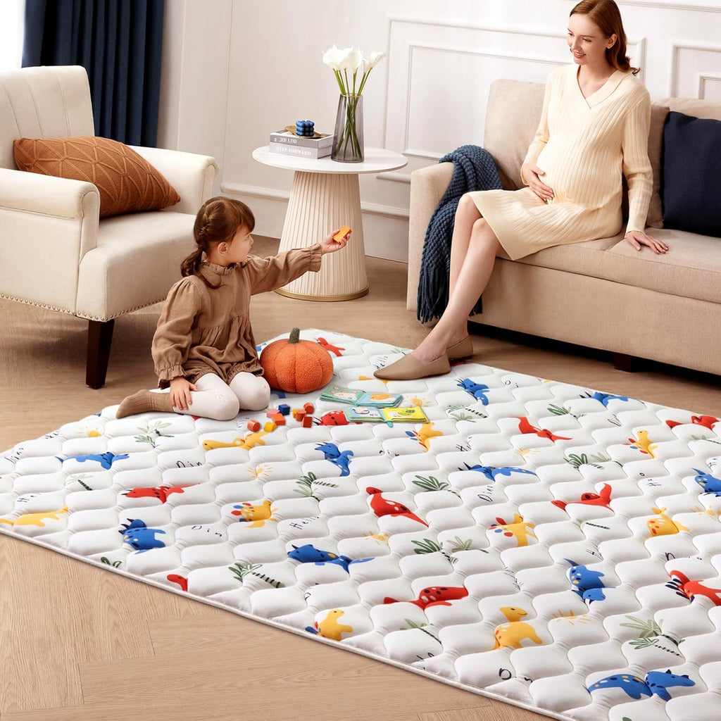 Odorless Premium Foam Baby Play Mat - Soft Hypoallergenic Crawling Mat | 50" x 50" Non-Slip Cushioning