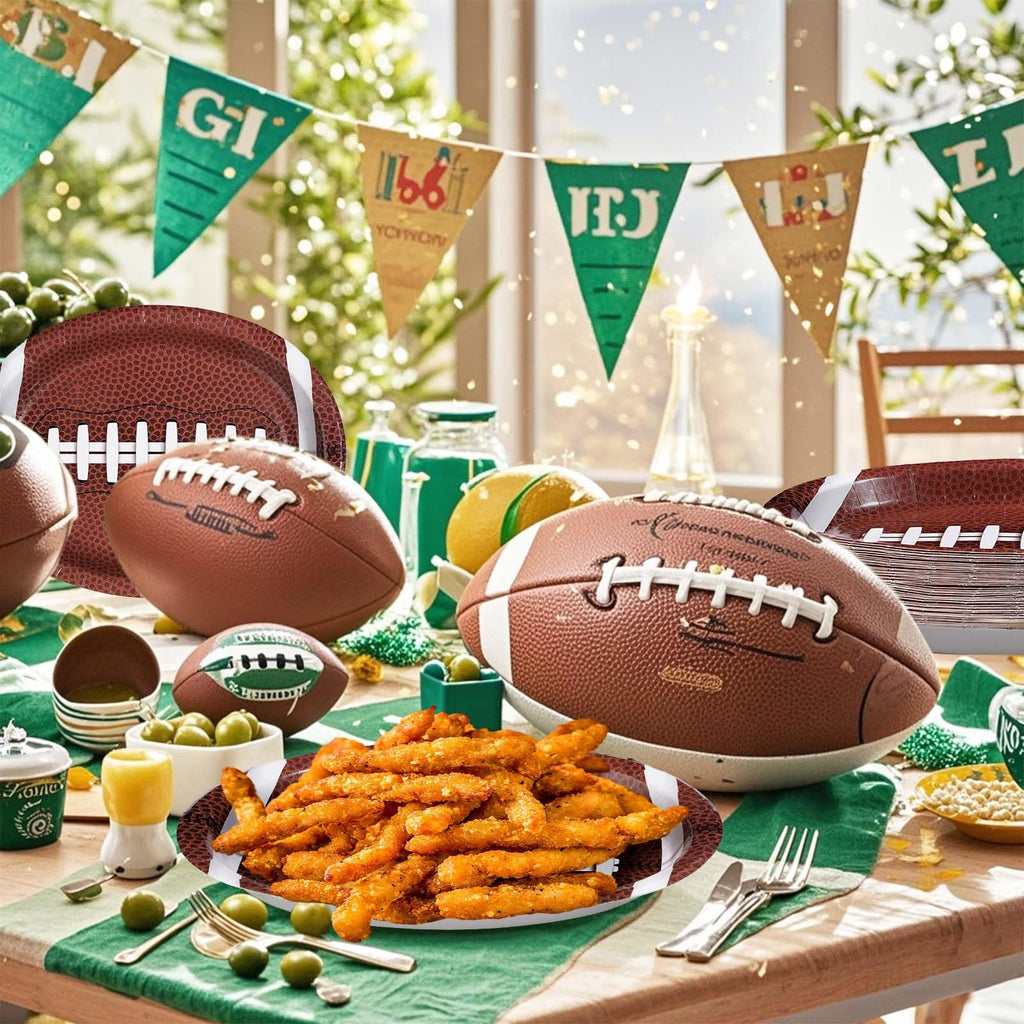50Pcs Large Football Oval Plates 10"x12" Heavy Duty Football Food Plates Disposable Football Food Tray for Football Theme Party Supplies Sports Event Game Tailgate Carnivals Birthday Party Decorations