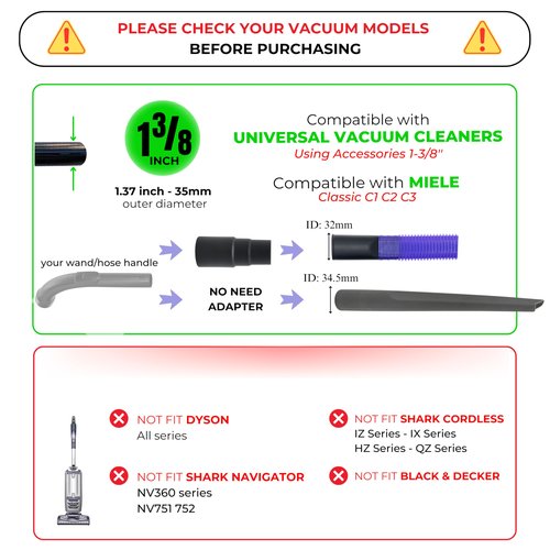 Dryer Vent Cleaner Kit with Extra-Long Flexible Crevice Tool for Shark Navigator NV350 Rocket HV300 HV301 HV322 HV371 HV372 Stratos AZ3002 Rotator NV500 NV501 (Replacement Vacuum Attachments)