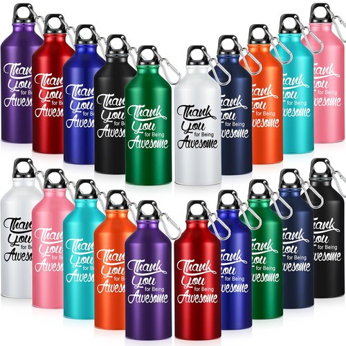 Tanlade 20 Pcs Employee Appreciation Gifts for Coworker Male Teacher 20oz Aluminum Water Bottle Bulk Thank You Being Awesome Leakproof Sport Water Tumbler with Twist Lid and Buckle(Multicolor)