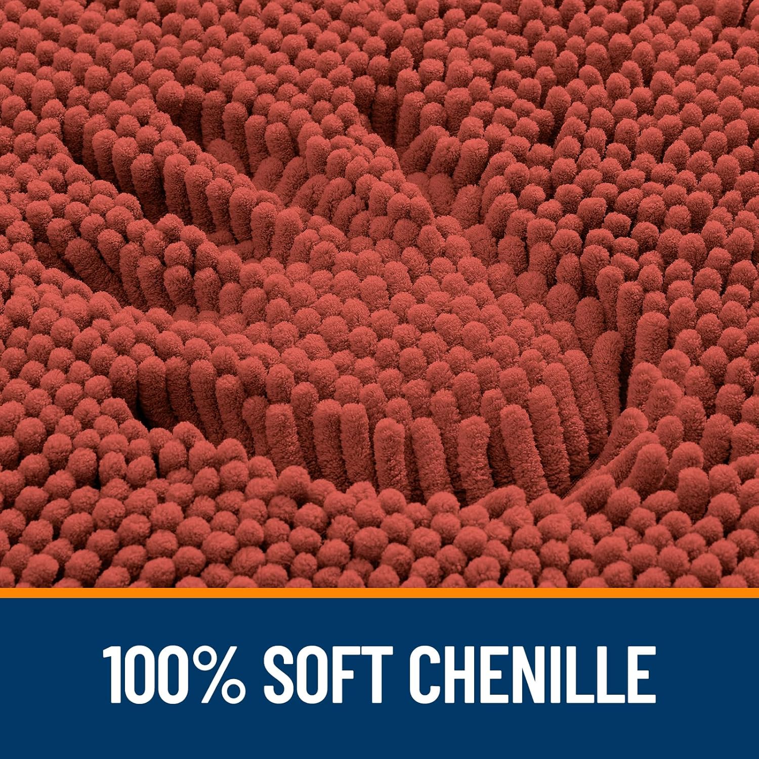 OLANLY Large Chenille Bathroom Rugs - Soft, Absorbent & Quick-Dry | 47x32 in Rustic Terracotta