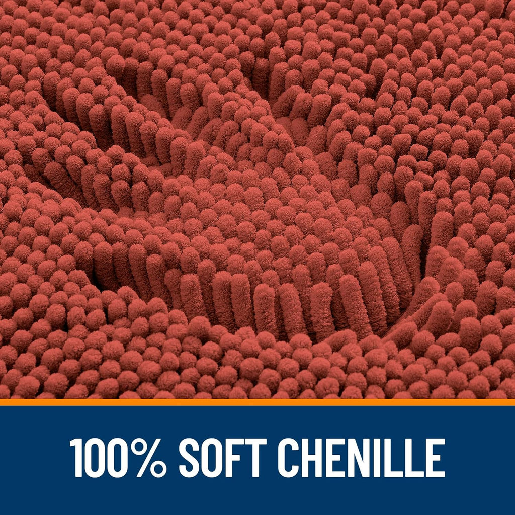 OLANLY Large Chenille Bath Rugs - Soft, Absorbent & Quick-Dry | 40x32 Rustic Terracotta Design