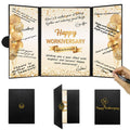 DARUNAXY Black Gold Happy Workiversary Party Decorations, Happy Work Anniversary Alternative Signature Guest Book for Men Women Employee Business Gifts Signing Card Board for Office Supplies