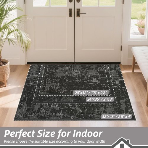 BEQHAUSE Dirt Trapper Door Mat - Non-Slip, Washable, Stain Resistant | 20" x 32" Dark Grey Entryway Rug