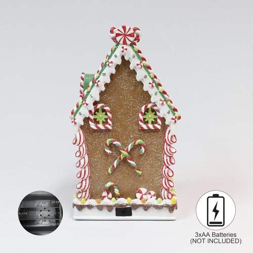 Moments In Time Gingerbread Village House - Handcrafted 13.78”H Christmas Decoration with LED Lights