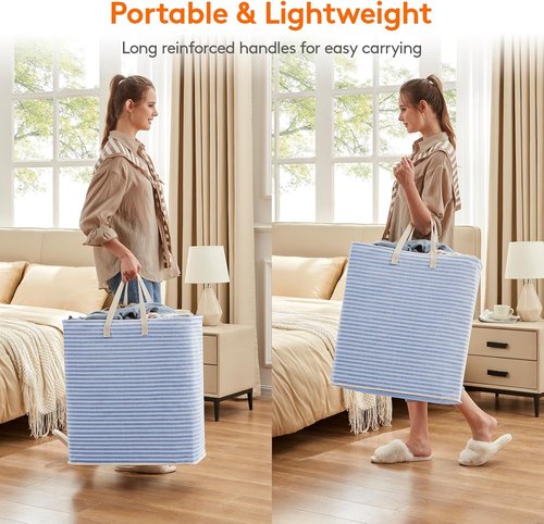Lifewit Laundry Basket - 100L Collapsible Hamper with Reinforced Handles | Waterproof Design, Blue