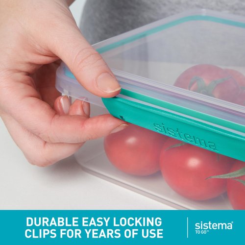 Sistema TO GO Bento Box Cubes | 1.65 L | School Lunch Boxes With Compartments & Snack Pots | BPA-Free | 2 Count | Minty Teal & Ocean Blue