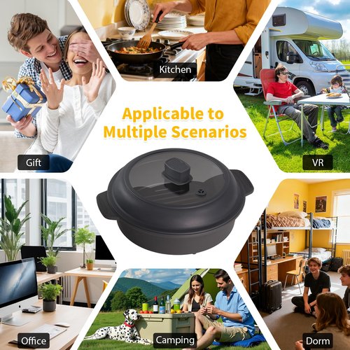 Microwave Grill Pan, Fry Griddle Crisper Pan with Lid for Grilling Browning and Crisping Foods Microwave Silicone Cookware for Baked Potato Meat Sandwich Vegetable Dark Grey
