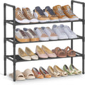 SONGMICS 3-Tier Shoe Rack - Slim Space-Saving Storage for Hallway Closet - Metal Frame, Black