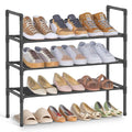 SONGMICS 3-Tier Shoe Rack, Shoe Storage for Hallway Closet, Slim and Space-Saving, Metal Frame, Non-Woven Fabric Shelves, Black ULSH043BH01