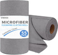 Vnoss 55 Pack Microfiber Cleaning Cloth Roll, Tear Away Reusable Towels, 11" X 9", Ultra Absorbent & Lint Free Cloth for Cars, Kitchen, Window, Home and Shop, Grey