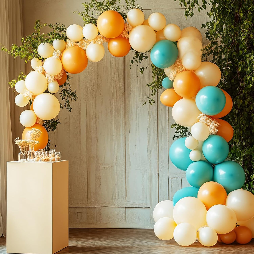 RUBFAC Teal Blue Balloons - 129-Piece Latex Garland Set for Birthdays, Weddings & Baby Showers | 5-18 Inch Sizes
