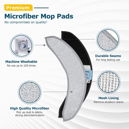 4 Pack Replacement Mop Pads for i-Robot Roomba Combo j7+/ j9+ Accessories, Microfiber Washable Mopping Pad for iRobot Roomba Combo j7+/ j9+ Robot Vacuum and Mop (Not fits for Roomba j7/ j7+/ j9+)