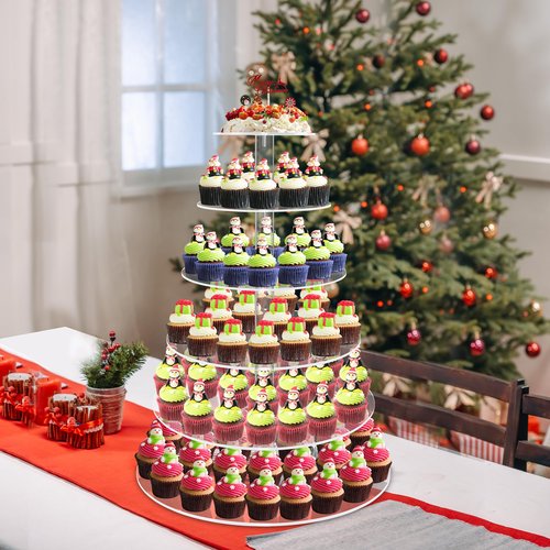 Cupcake Stand, 6 Tier Large Cupcake Stand for 50 Cupcakes, Round Tiered Cupcake Holder, Clear Acrylic Cup Cake Tower Stand, Dessert Table Display Set for Party, Wedding, Birthday, Party, Halloween