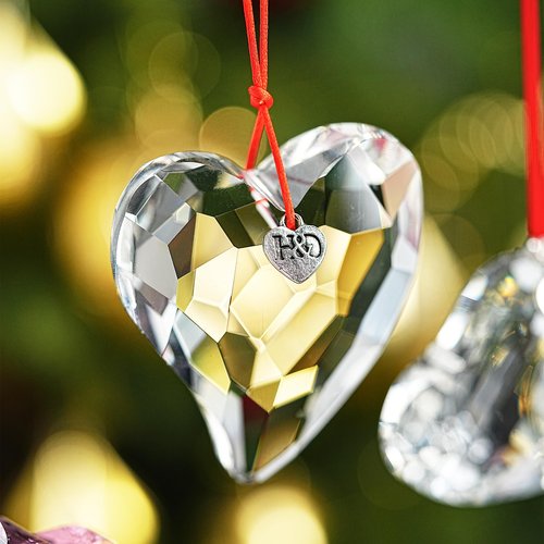 H&D HYALINE & DORA Valentine's Day Heart Ornament Clear Heart Crystal Ornaments 2026 Glass Prism Hanging Ornament for Party Home Wedding Decor