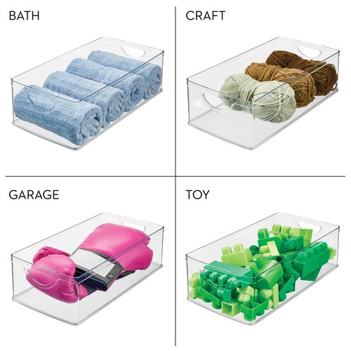 iDesign Stackable Clear Plastic Extra Long Storage Bin, Organizer for Kitchen Cabinet or Pantry