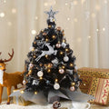 Juegoal 24-Inch Black Mini Christmas Tree - Lighted Tabletop Pine with 50 LED Lights & Timer for Holiday Decor