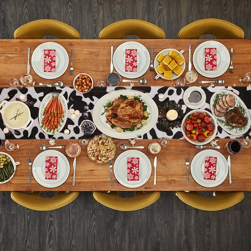 20 Pcs Linen Cow Print Table Runner Black and White Farm Cow Print Tablecloth Western Barnyard Cowboy Themed Table Cloths for Birthday Party Decorations Home Kitchen Table Supplies ( 13 x 72 in)