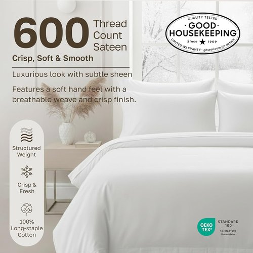 Luxuriously Soft 600 Thread Count Cotton Pillowcases - Set of 2 in Blue for Standard & Queen Pillows