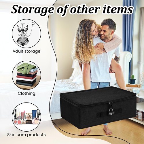 JINXOLET Discreet Lockable Storage Toy Bag Box Organizer Container Case 15x 9.9 x 5.1 Inches (Black)