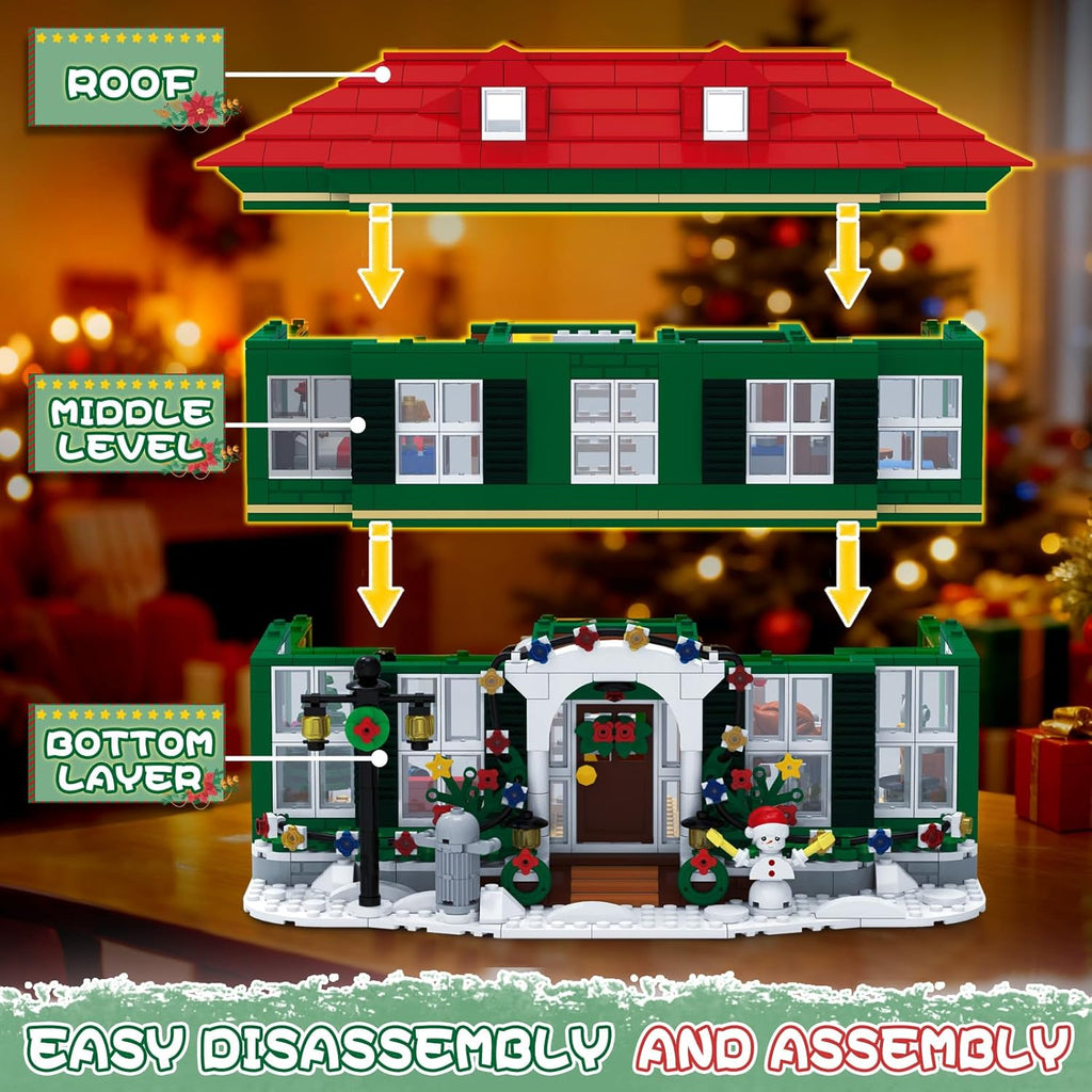 Skiennix Christmas House Building Set - 1187PCS Holiday Kit with Lights for Adults & Movie Fans