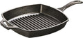 Lodge Square Cast Iron Grill Pan - Pre-Seasoned Skillet for Perfectly Grilled Burgers - 10.5 Inches