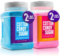 The Candery Cotton Candy Floss Sugar 32oz (2-Pack) Includes | Raspberry Blue and Strawberry | Plastic, Reusable Jars | Easy Pour Spout or Scoop | 2 LBS Jars
