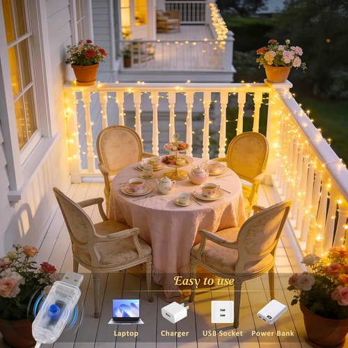 JMEXSUSS USB Fairy Lights - 33ft 100 LED Twinkle String Lights with Remote | Warm White Silver Wire for Bedroom Decor